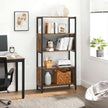 Bookcase – Wood and Metal – Rustic Brown and Black – 5-Tier with Mesh Backs