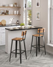 Industrial Steel Bar Stools Set of 2 – Steel – Rustic Brown and Black – Easy Assembly with Backrests