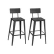 Bar Stool Set of 2 – Steel Frame – Ash Black and Ink Black – Backrest and Easy Assembly