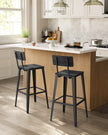 Bar Stool Set of 2 – Steel Frame – Ash Black and Ink Black – Backrest and Easy Assembly