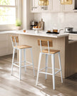 Bar Stool Set – Steel Frame – Wheat Brown and Cloud White – Backrest, Easy Assembly