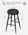 Bar Stools Set of 2 – Synthetic Leather – Black – 63 cm Tall with Easy Assembly