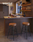Bar Stools Set of 2 – Synthetic Leather – Black – 63 cm Tall with Easy Assembly