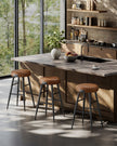 Bar Stools Set of 2 – Synthetic Leather – Black – 63 cm Tall with Easy Assembly