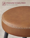 Bar Stools Set of 2 – Synthetic Leather – Black – 63 cm Tall with Easy Assembly