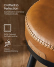 Swivel Bar Stools Set of 2 – Synthetic Leather – Caramel Brown – 360° Rotation, Mid-Century Modern Design, 76 cm Tall