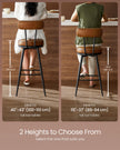 Swivel Bar Stools Set of 2 – Synthetic Leather – Caramel Brown – 360° Rotation, Mid-Century Modern Design, 76 cm Tall