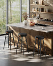 Bar Stools Set of 2 – Synthetic Leather – Black – 63 cm Tall with Easy Assembly