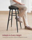 Bar Stools Set of 2 – Synthetic Leather – Black – 63 cm Tall with Easy Assembly