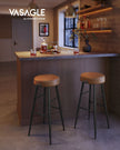 Bar Stools Set of 2 – Synthetic Leather – Black – 63 cm Tall with Easy Assembly