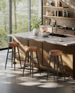 Bar Stools Set of 2 – Synthetic Leather – Black – 63 cm Tall with Easy Assembly