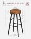 Bar Stools Set of 2 – Synthetic Leather – Black – 63 cm Tall with Easy Assembly