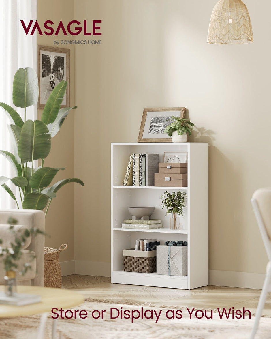 Bookcase – Wood – Natural Finish – 4-Tier with Adjustable Shelves