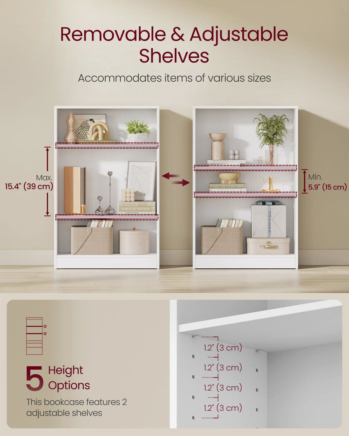 Bookcase – Wood – Natural Finish – 4-Tier with Adjustable Shelves