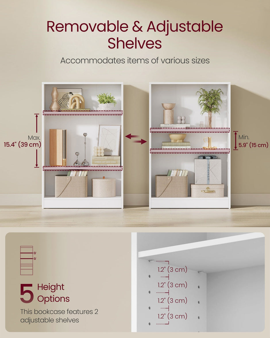 Bookcase – Wood – Natural Finish – 4-Tier with Adjustable Shelves