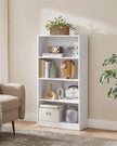 4 Tier Bookcase – Wood – White – Adjustable Shelves and Children's Bookshelf