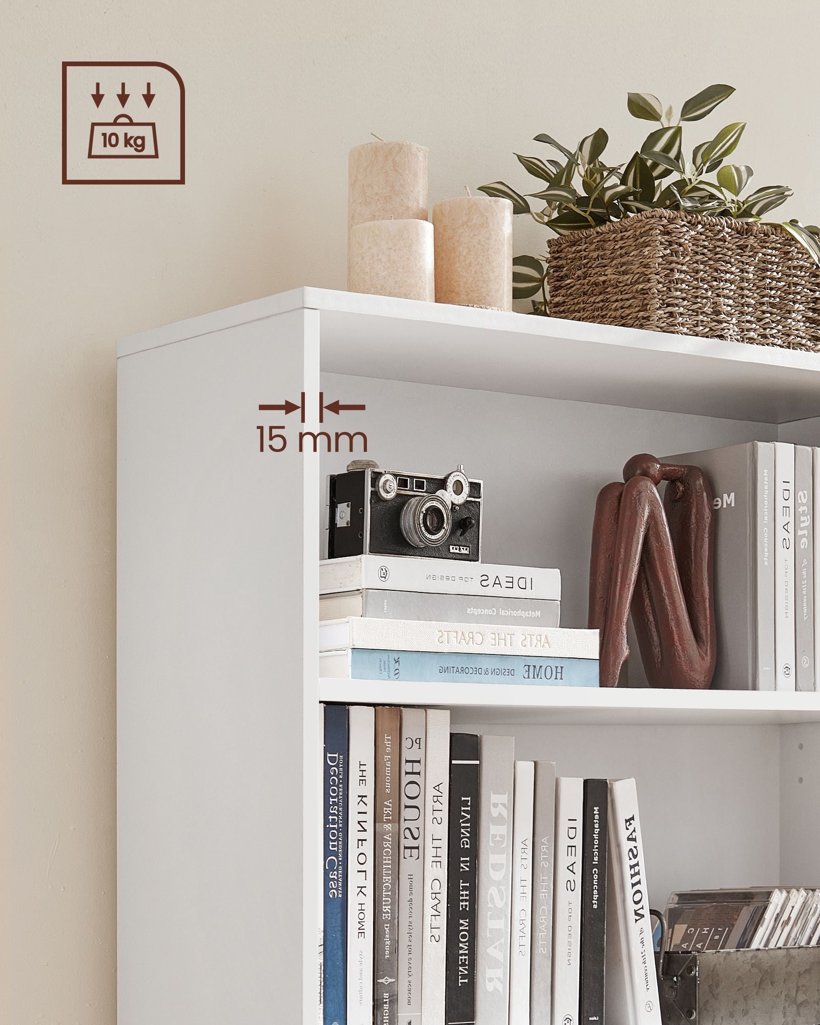 4 Tier Bookcase – Wood – White – Adjustable Shelves and Children's Bookshelf