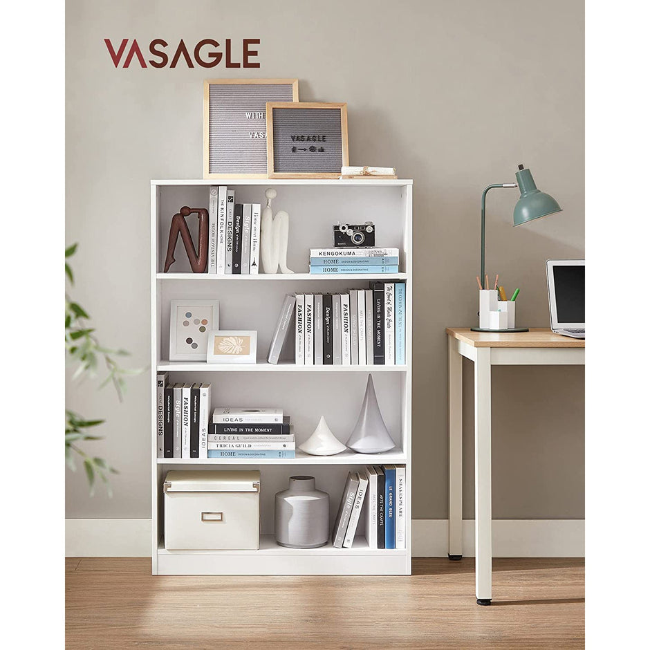 4 Tier Bookcase – Wood – Natural Finish – Adjustable Shelves for Children's Books and Home Office Storage