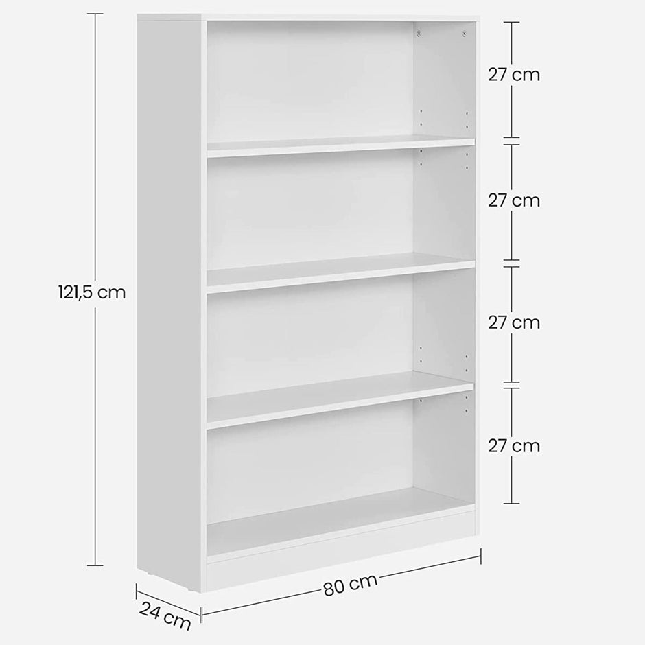 4 Tier Bookcase – Wood – Natural Finish – Adjustable Shelves for Children's Books and Home Office Storage