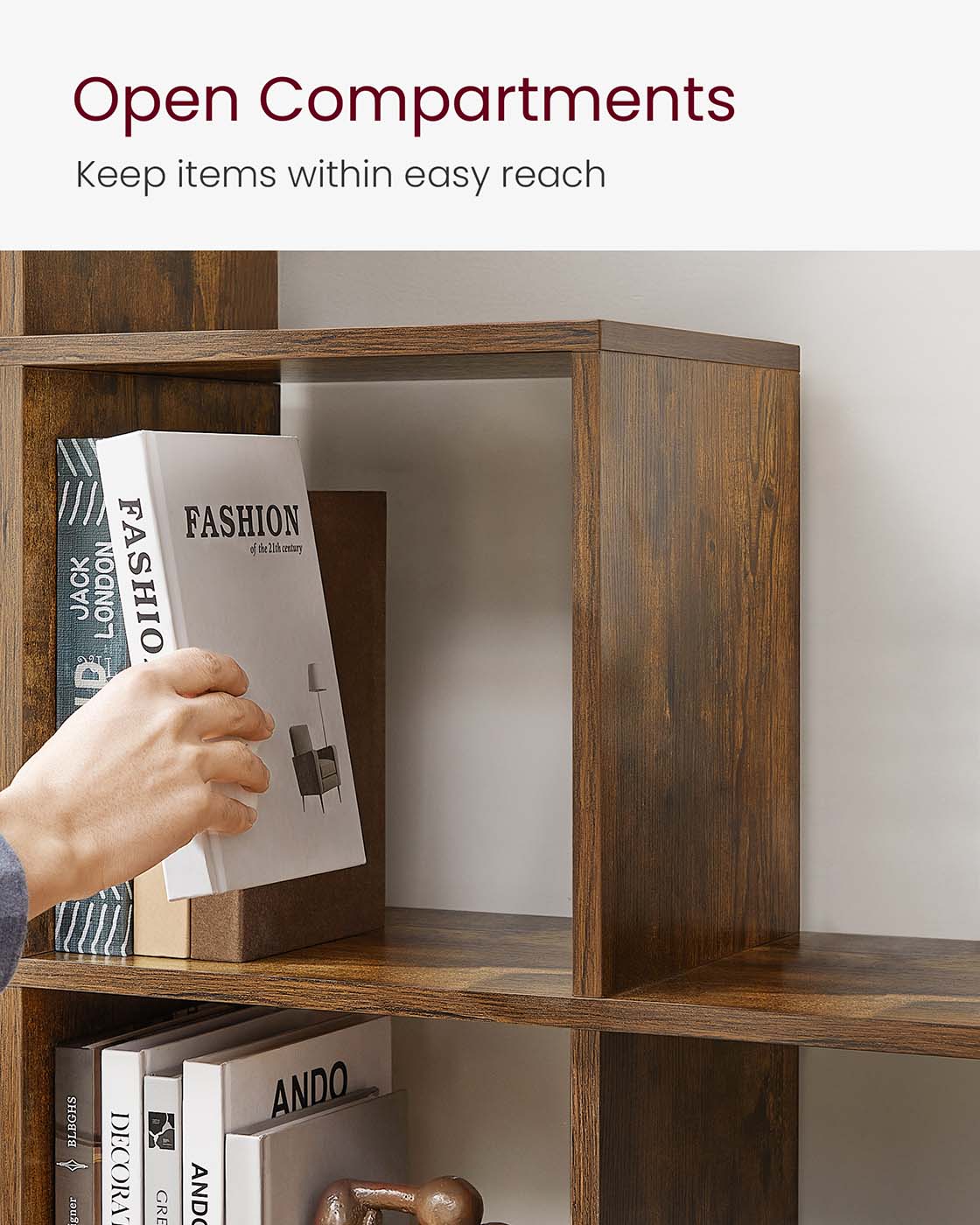Staircase Shelf – Wooden – White – 10 Open Cubes, Free Standing and Room Divider