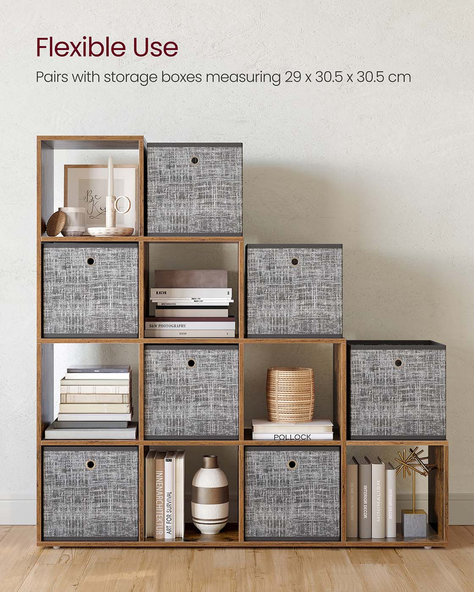 Staircase Shelf – Wooden – White – 10 Open Cubes, Free Standing and Room Divider