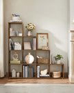 Staircase Shelf – Wooden – White – 10 Open Cubes, Free Standing and Room Divider
