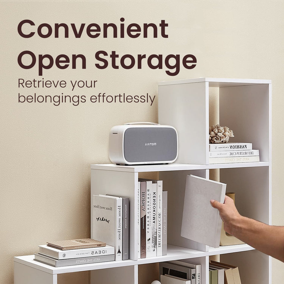 10-Cube Storage Unit – Wood – Cloud White – Versatile Open Compartment Design for Books and Photos