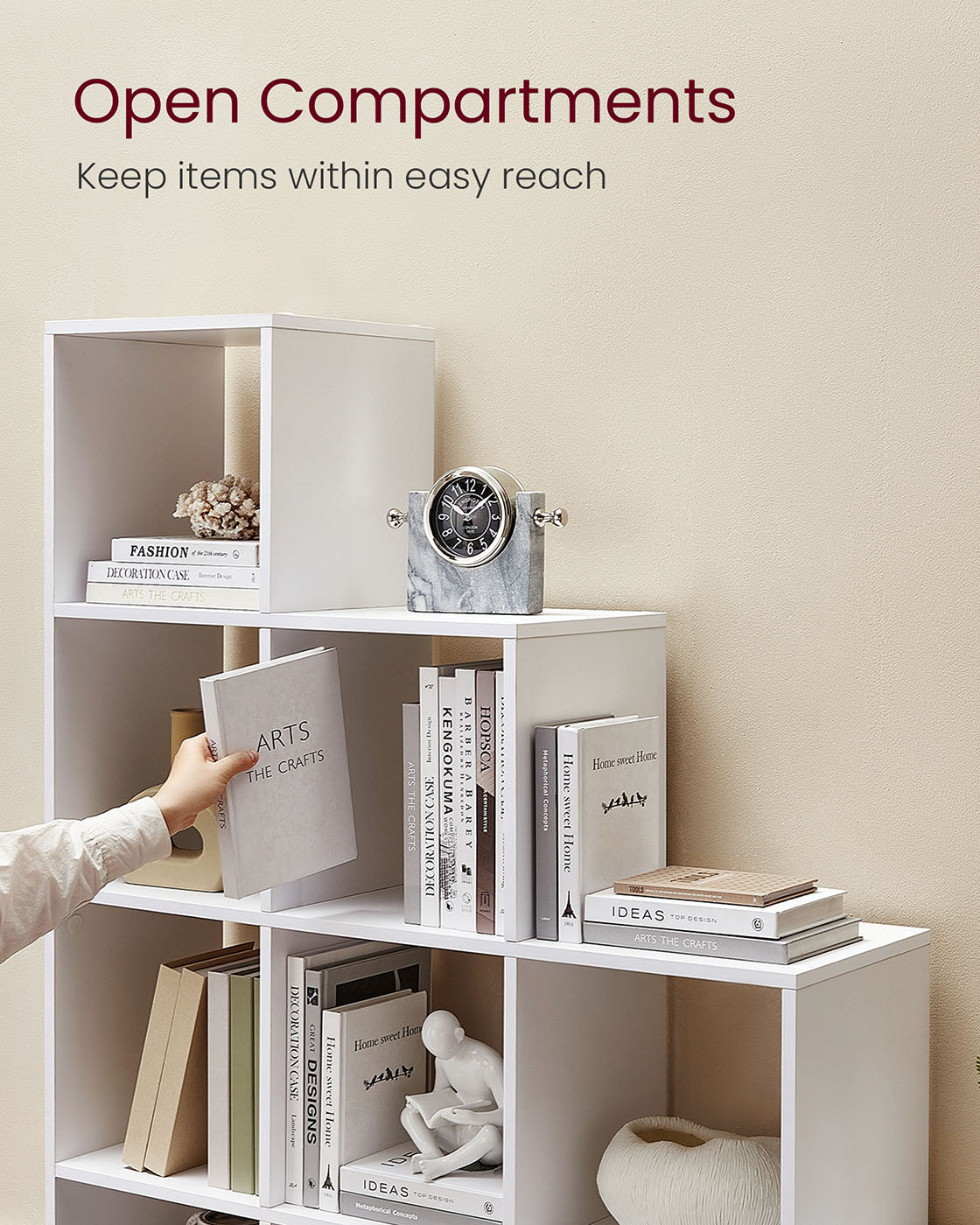 Bookcase – Wood – White – 10 Open Cubes, Free Standing Shelf