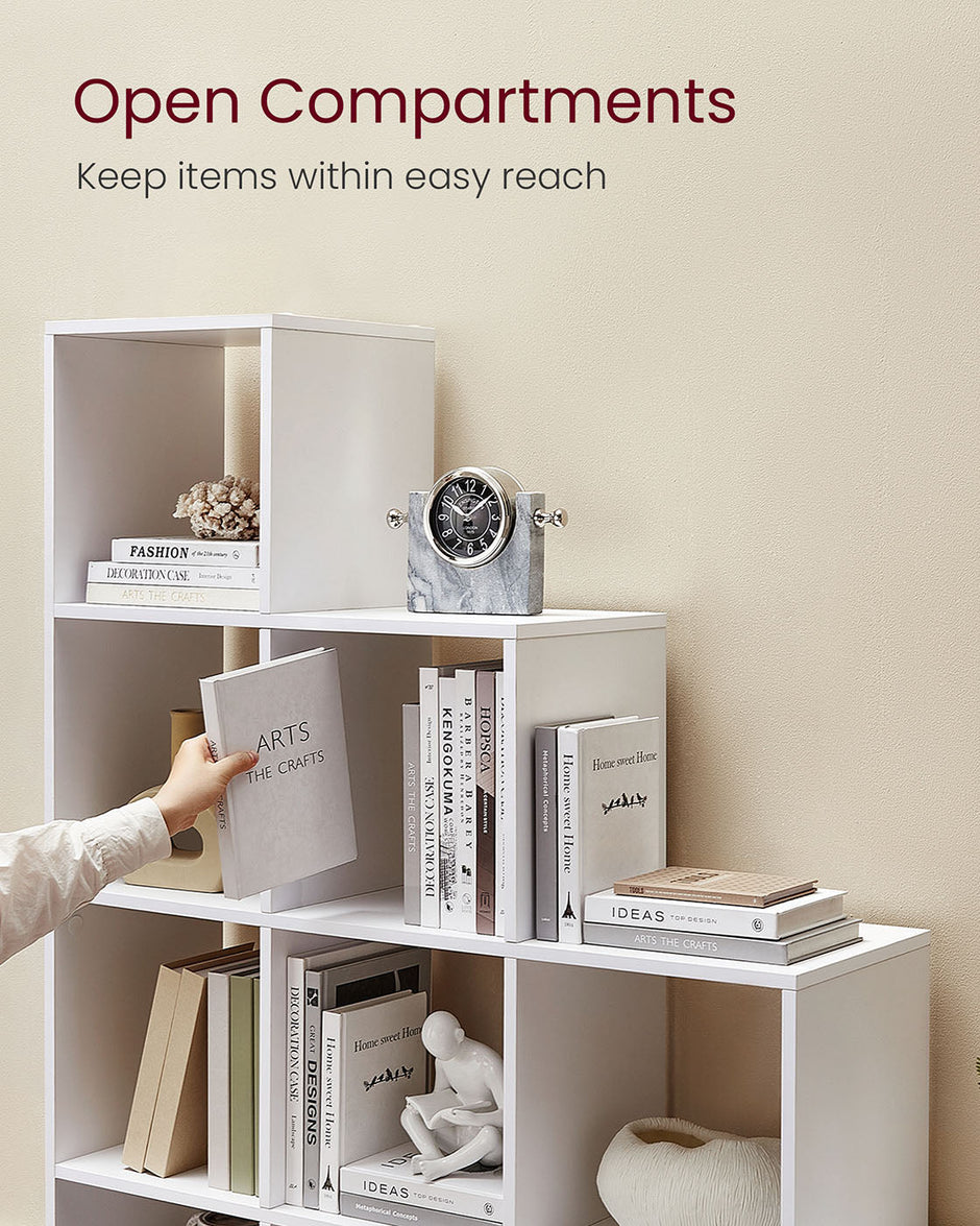Bookcase – Wood – White – 10 Open Cubes, Free Standing Shelf
