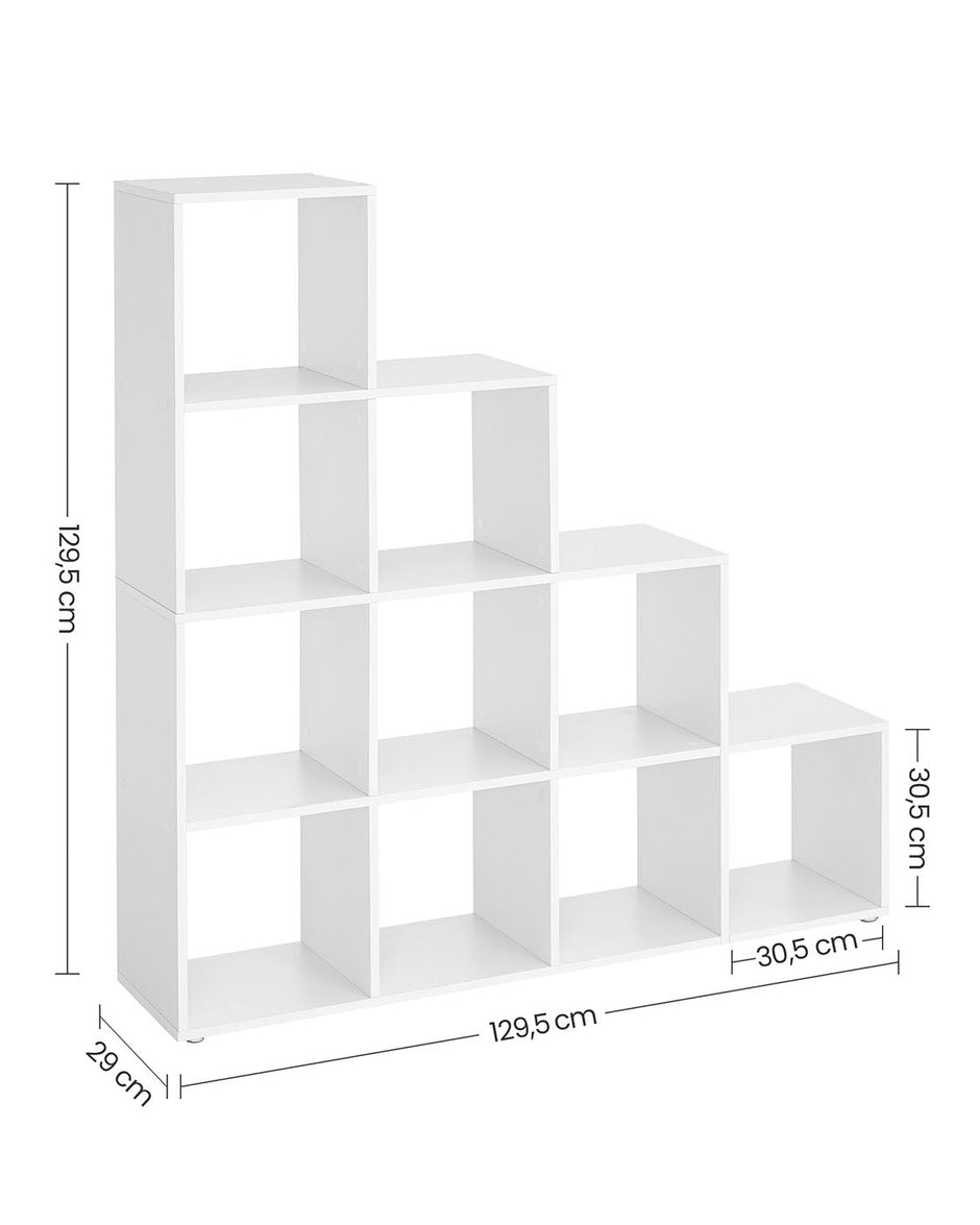 Bookcase – Wood – White – 10 Open Cubes, Free Standing Shelf