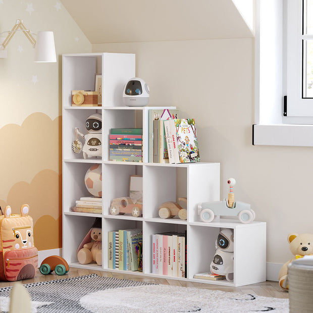 Bookcase – Wood – White – 10 Open Cubes, Free Standing Shelf