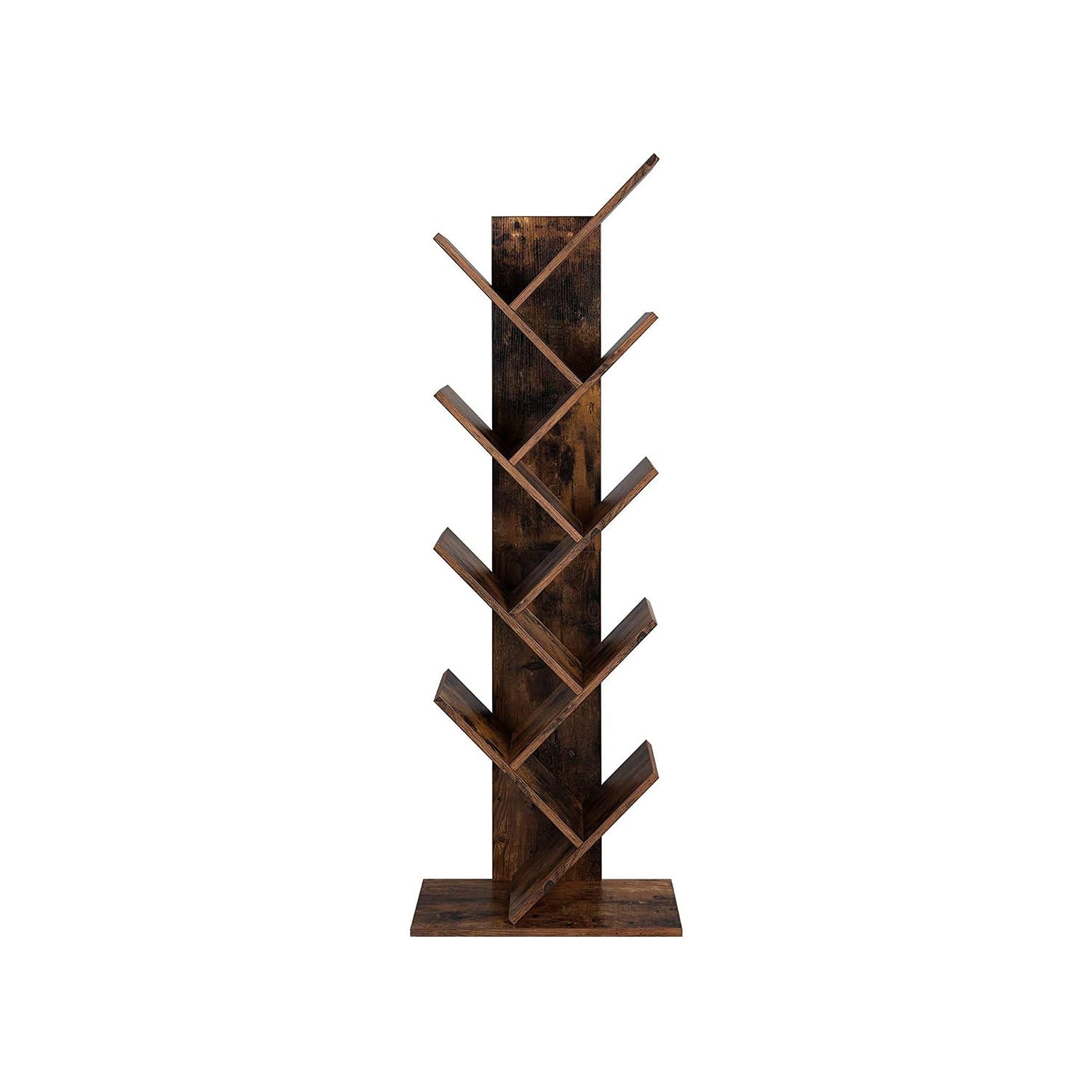 8-Tier Bookshelf – Wood – Rustic Brown – Floor Standing Design