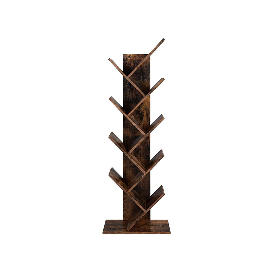 8-Tier Bookshelf – Wood – Rustic Brown – Floor Standing Design