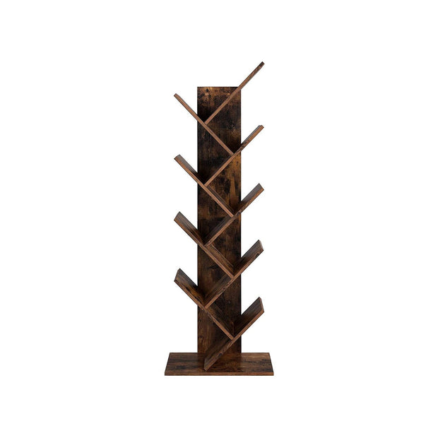 8-Tier Bookshelf – Wood – Rustic Brown – Floor Standing Design