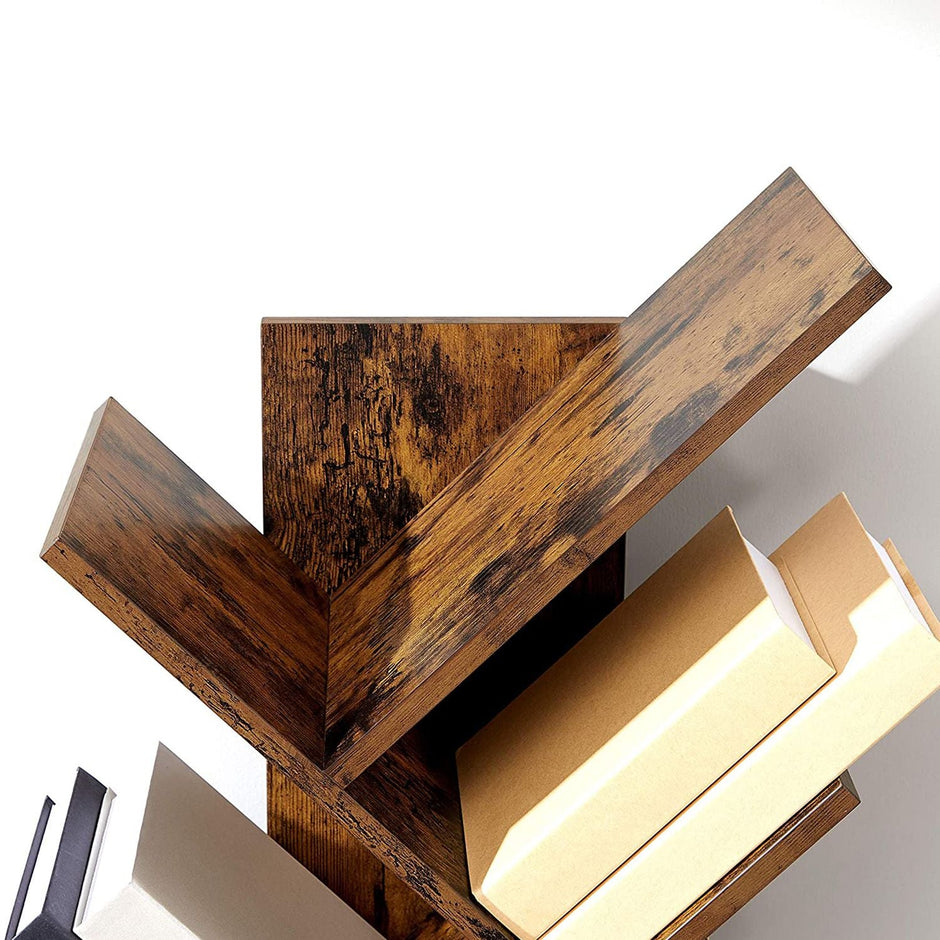 8-Tier Bookshelf – Wood – Rustic Brown – Floor Standing Design