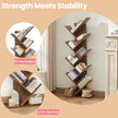 Corner Bookcase – Wood – Rustic Brown – 9-Tier Design for Books and Media