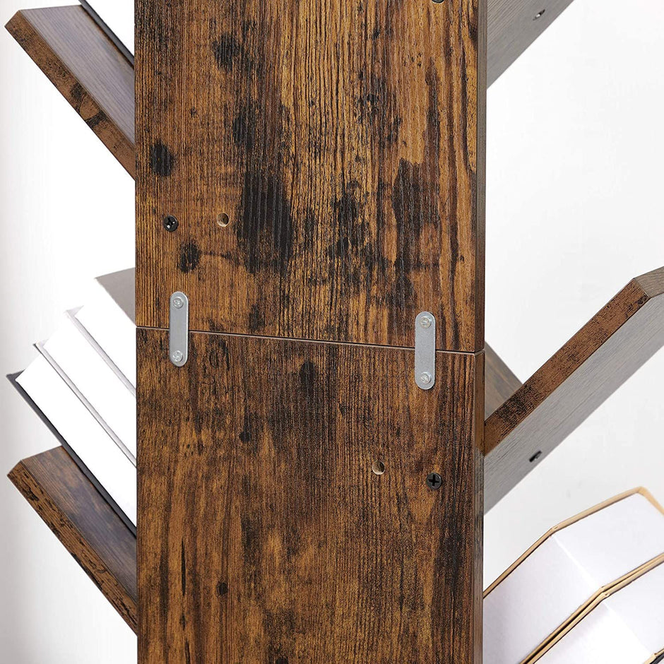 8-Tier Bookshelf – Wood – Rustic Brown – Floor Standing Design