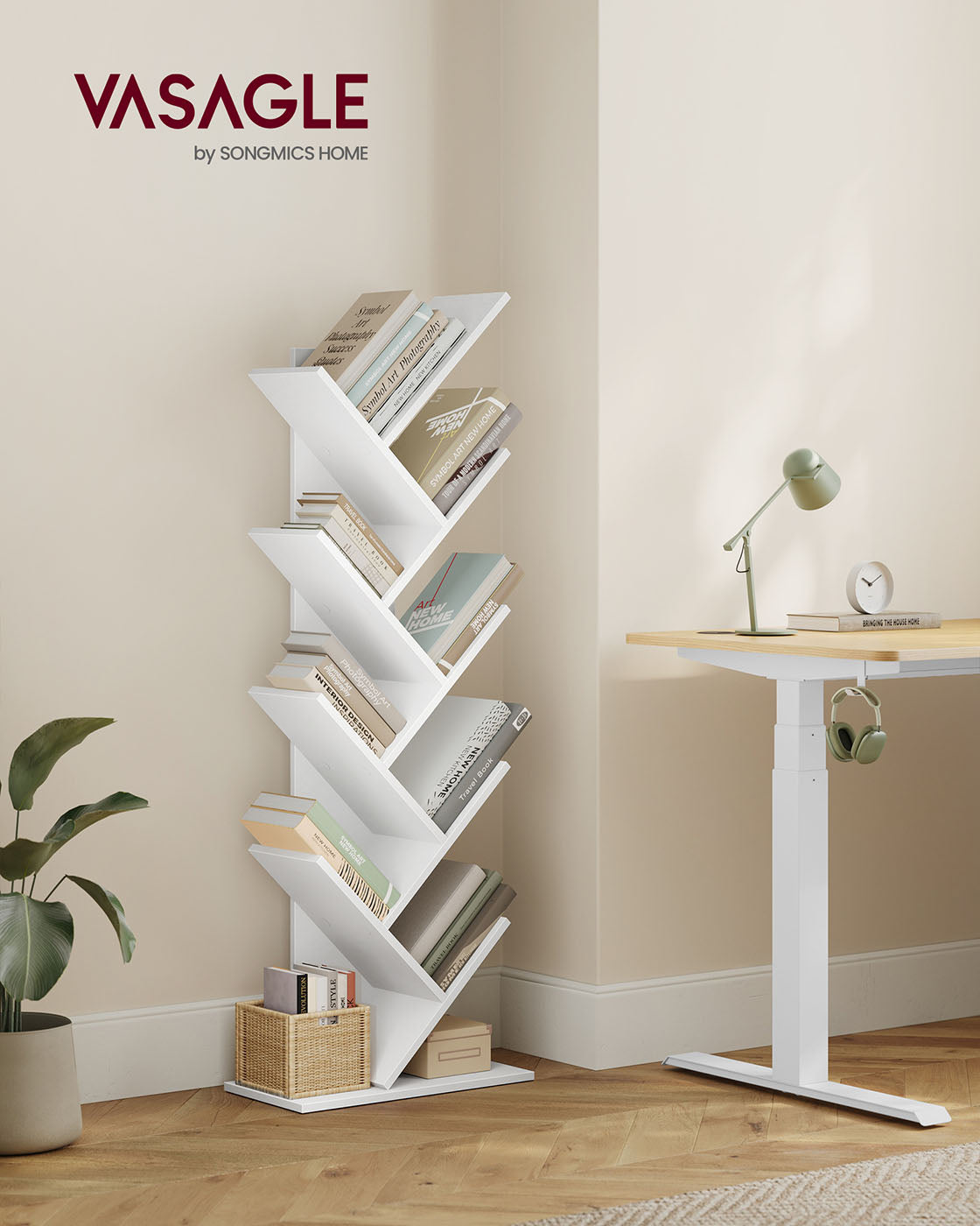 8-Tier Bookshelf – Wood – Rustic Brown – Floor Standing Design