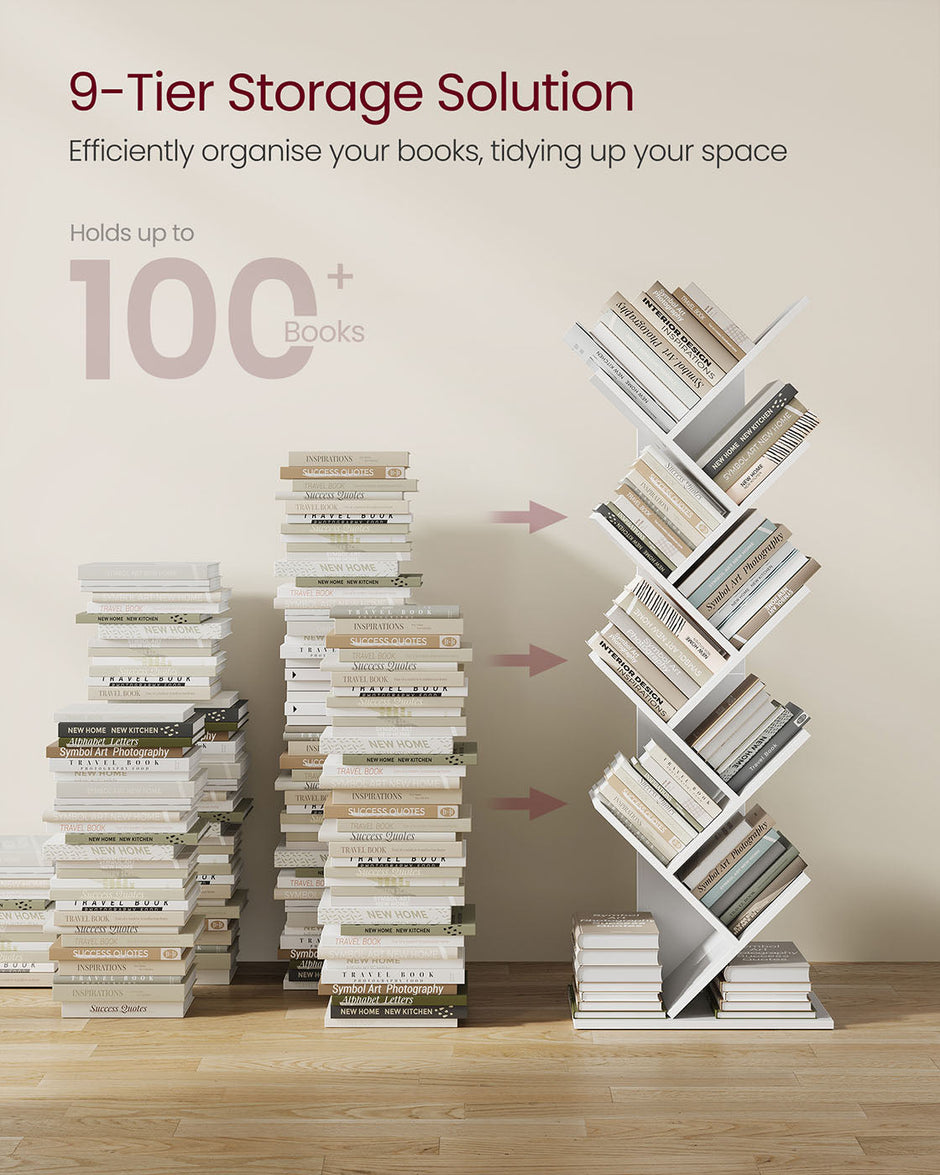 8-Tier Bookshelf – Wood – Rustic Brown – Floor Standing Design