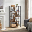 Bookshelf – Wood and Metal – Rustic Brown and Black – 5-Tier Industrial Storage Shelf
