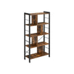 4 Tier Bookshelf – Engineered Wood and Iron – Rustic Brown – Large Floor Standing Storage Rack