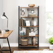 4 Tier Bookshelf – Engineered Wood and Iron – Rustic Brown – Large Floor Standing Storage Rack
