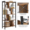 4 Tier Bookshelf – Engineered Wood and Iron – Rustic Brown – Large Floor Standing Storage Rack