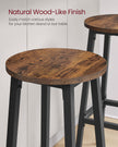 Bar Stools Set of 2 – Metal Frame – Rustic Brown and Black – 74 cm High with Footrest