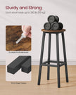 Bar Stools Set of 2 – Metal Frame – Rustic Brown and Black – 74 cm High with Footrest