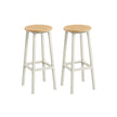 Bar Stools Set of 2 – Metal Frame – Golden Oak and White – 74 cm High
