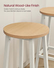 Bar Stools Set of 2 – Metal Frame – Golden Oak and White – 74 cm High