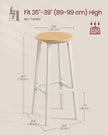Bar Stools Set of 2 – Metal Frame – Golden Oak and White – 74 cm High