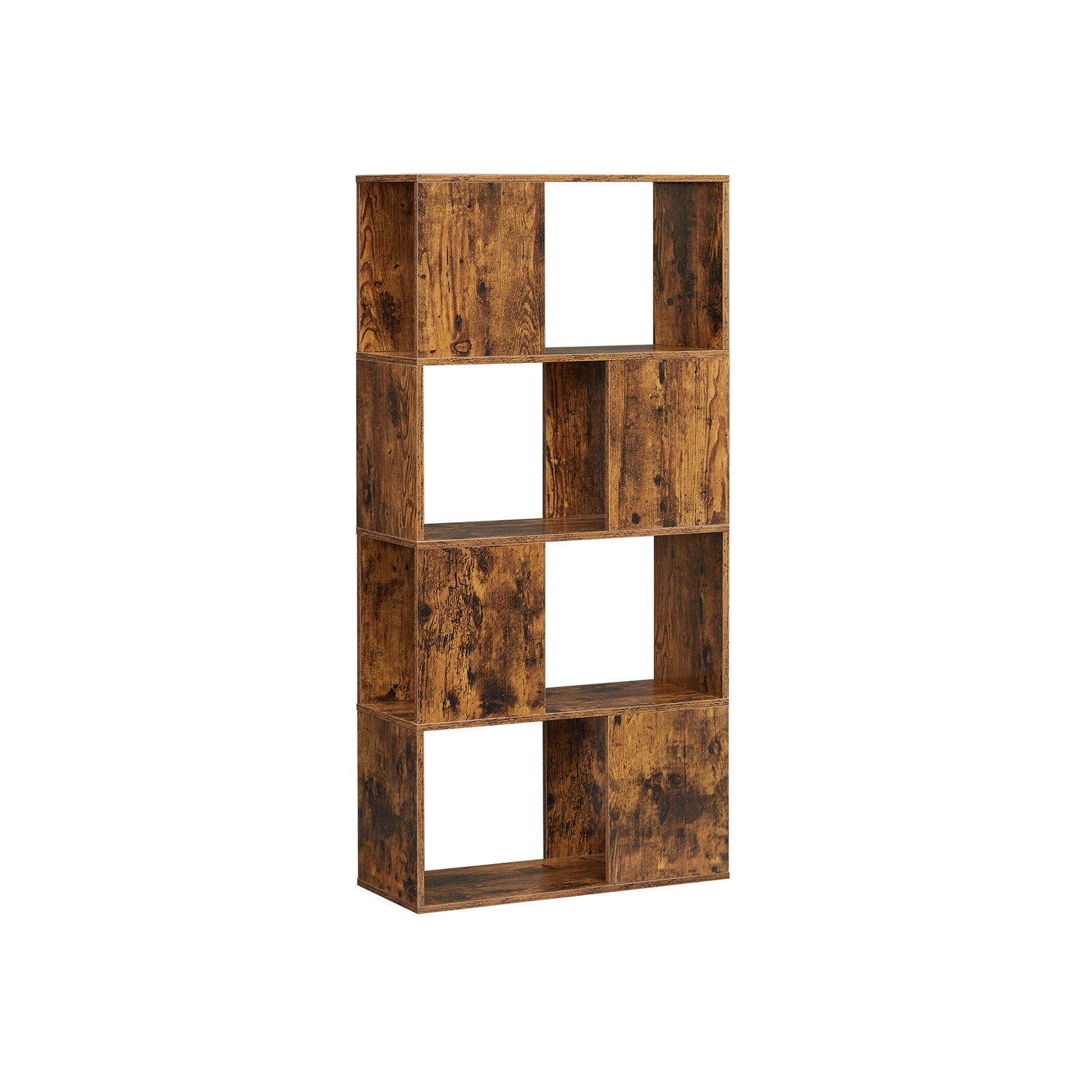 Bookcase – Engineered Wood – Rustic Brown – Open and Closed Storage