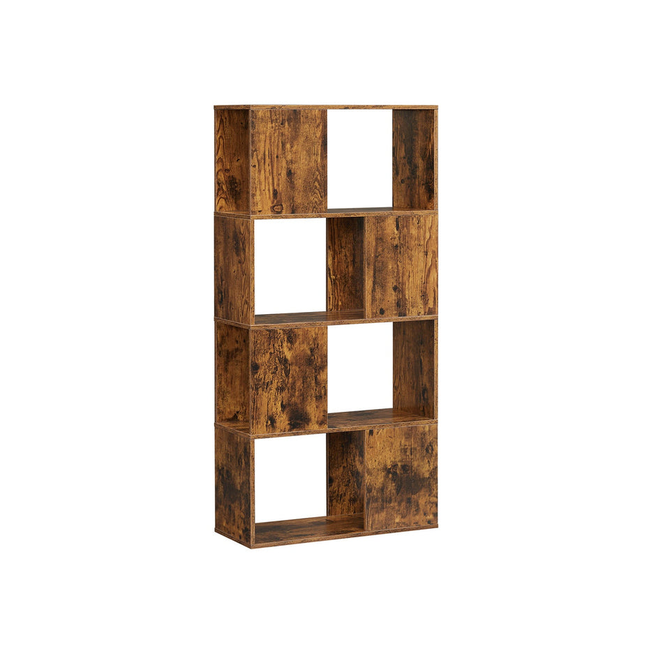 Bookcase – Engineered Wood – Rustic Brown – Open and Closed Storage